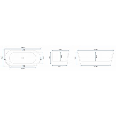 Rea Olimpia wanna wolnostojąca 150x74,5 cm prostokątna biała REA-W0634