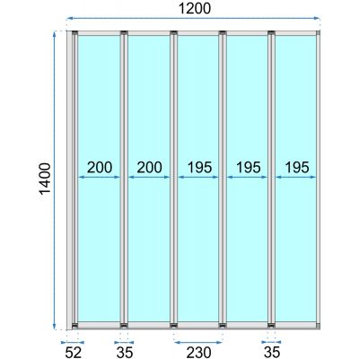 Rea Idea parawan nawannowy 120x140 cm 5-elementowy profile chrom REA-W0850