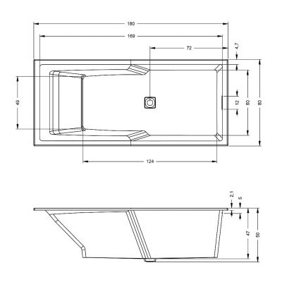 Riho Still Shower wanna prostokątna 180x80 cm biała B103006005