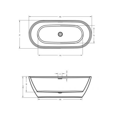 Riho Inspire wanna wolnostojąca 160x75 cm owalna czarny mat/biały BD10220