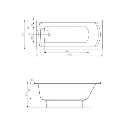 Roca Linea wanna prostokątna 160x70 cm z hydromasażem Effects Titanium biała A24T025000