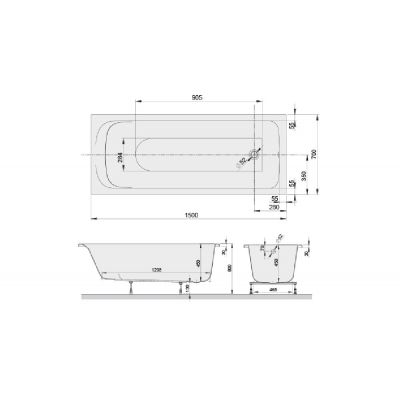 Sanplast Basic Line wanna prostokątna 150x70 cm biała 610-450-0040-01-000