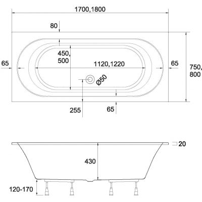 Schedline Celestia wanna prostokątna 180x80 cm biała 3WSP.C1P-18080