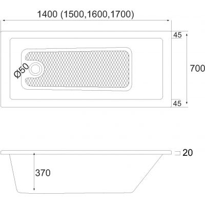 Schedline Atum wanna prostokątna 160x70 cm biała 3WST.A1P-16070