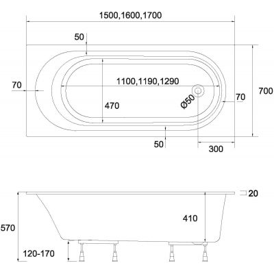 Schedline Solia wanna prostokątna 160x70 cm biała 3WST.S1P-16070