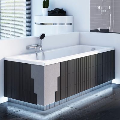 Zestaw Oltens Langfoss wanna prostokątna 170x70 cm z syfonem Oster i nośnikiem Schedpol Stabilsound LED (10004000, 03001100, 1028LED)