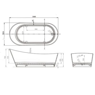 Sanitti Quattro wanna wolnostojąca 180x85 cm biały połysk 11040000