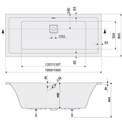 Sanplast Space Line wanna prostokątna 190x80 cm WP/SPACE 80x190+STW 610-100-0351-01-000
