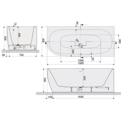 Sanplast Luxo wanna narożna 180x80 cm z obudową biała 610-370-1250-01-000
