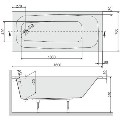 Sanplast TX wanna prostokątna 160x70 cm WP/TX70x160+STW biała 610-270-0060-01-000