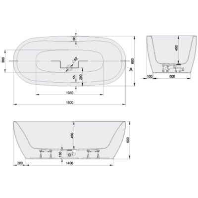 Sanplast Luxo wanna wolnostojąca 180x80 cm owalna biała 632-370-1380-01-000
