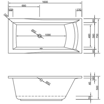 Santik Diana wanna prostokątna 160x75 cm prawa biała 133B-32111_20120528110324