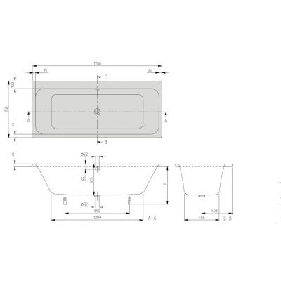 Villeroy & Boch Architectura wanna prostokątna 170x75 cm biała Weiss Alpin UBA170ARE2V-01
