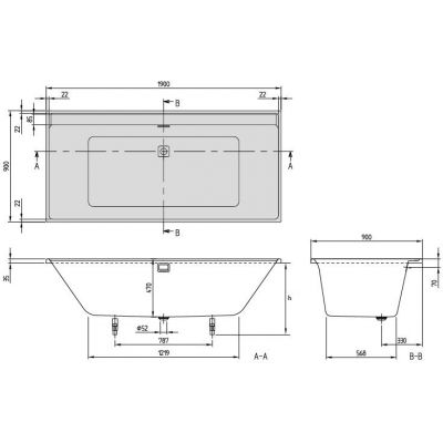 Villeroy & Boch Collaro wanna prostokątna 190x90 cm Stone White UBA199COR2TV-RW