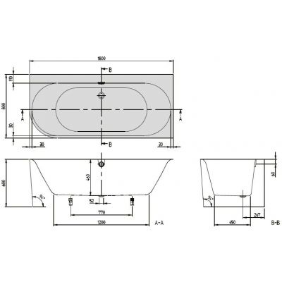Villeroy & Boch Oberon 2.1 wanna przyścienna 180x80 cm stone white UBQ180OBN9CR00VDRW