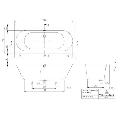 Villeroy & Boch Oberon wanna prostokątna 170x75 cm biała UCC170OBR2B1V-01