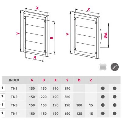 Awenta Exclusive TN kratka 190x190 mm czarna TN3CZ