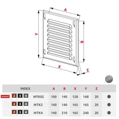 Awenta MTK kratka 240x165 mm szara MTK4GR