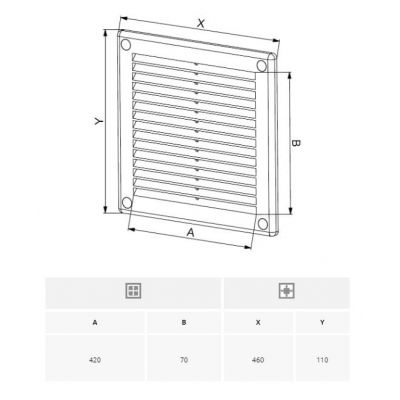 Awenta TRU kratka wentylacyjna 110x460 mm satyna TRU26SS