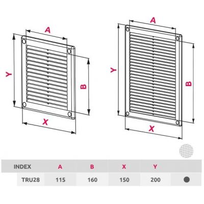 Awenta TRU kratka wentylacyjna 150x200 mm satyna TRU28SS
