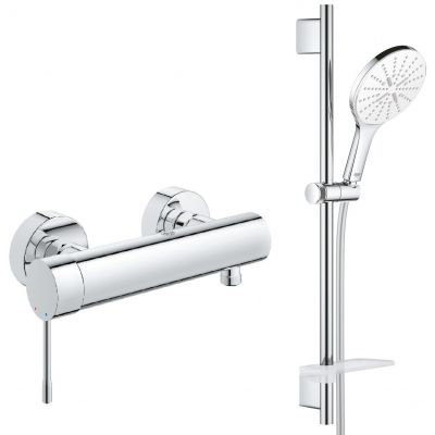 Zestaw Grohe Essence bateria prysznicowa ścienna z zestawem prysznicowym chrom (33636001, 26598000)