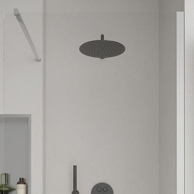 Zestaw Oltens Onega (S) bateria podtynkowa termostatyczna z deszczownicą 30 cm Vindel  i kompletem prysznicowym Ume grafit 36620400