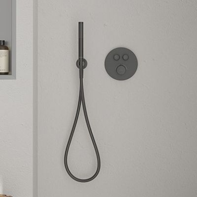 Zestaw Oltens Onega (S) bateria podtynkowa termostatyczna z deszczownicą 30 cm Vindel  i kompletem prysznicowym Ume grafit 36620400