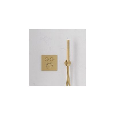 Zestaw Oltens Onega (S) bateria podtynkowa termostatyczna z deszczownicą 30 cm Vindel  i kompletem prysznicowym Ume złoto szczotkowane 36620810