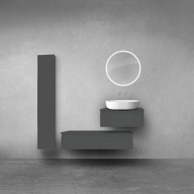 Oltens Vernal zestaw szafek podumywalkowych z blatem 60 i 100 cm z szafką boczną 35 cm grafit mat 68695400