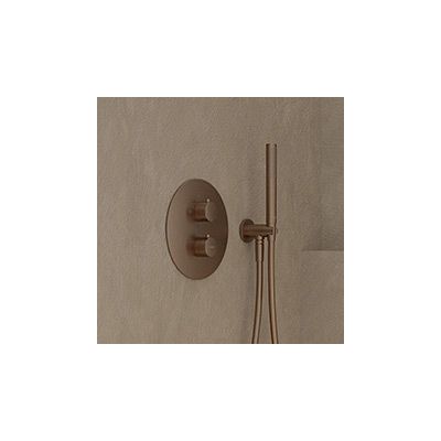 Zestaw Oltens Katla bateria podtynkowa termostatyczna z deszczownicą 30 cm Vindel i kompletem prysznicowym Ume miedź szczotkowana 36608610