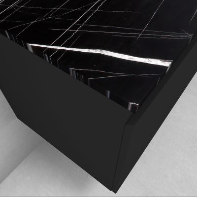 Zestaw Oltens Vernal szafka 100 cm podumywalkowa wisząca z blatem Tera czarny mat/czarny marmur 68720300