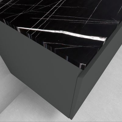 Zestaw Oltens Vernal szafka 100 cm podumywalkowa wisząca z blatem Tera grafit mat/czarny marmur 68720400