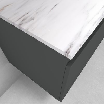 Zestaw Oltens Vernal szafka 100 cm podumywalkowa z blatem Tera wisząca grafit mat/jasny marmur 68712400