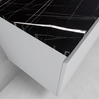 Zestaw Oltens Vernal szafka 100 cm podumywalkowa wisząca z blatem Tera szary mat/czarny marmur 68720700