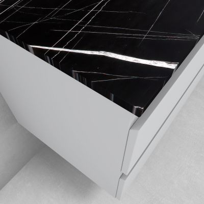 Zestaw Oltens Vernal szafka 100 cm podumywalkowa wisząca z blatem Tera szary mat/czarny marmur 68727700