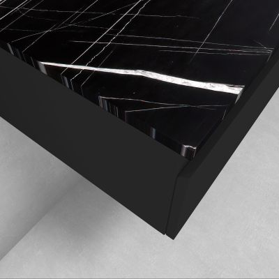 Zestaw Oltens Vernal szafka 60 cm podumywalkowa wisząca z blatem Tera czarny mat/czarny marmur 68714300