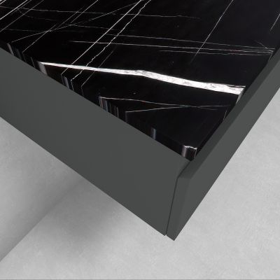 Zestaw Oltens Vernal szafka 60 cm podumywalkowa wisząca z blatem Tera grafit mat/czarny marmur 68714400