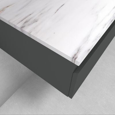 Zestaw Oltens Vernal szafka 100 cm podumywalkowa wisząca z blatem Tera grafit mat/jasny marmur 68708400