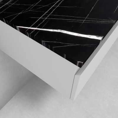 Zestaw Oltens Vernal szafka 60 cm podumywalkowa wisząca z blatem Tera szary mat/czarny marmur 68714700