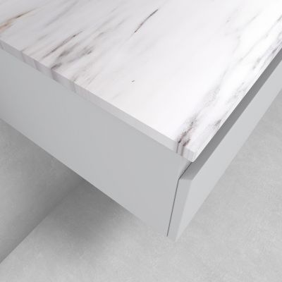 Zestaw Oltens Vernal szafka 100 cm podumywalkowa wisząca z blatem Tera szary mat/jasny marmur 68708700