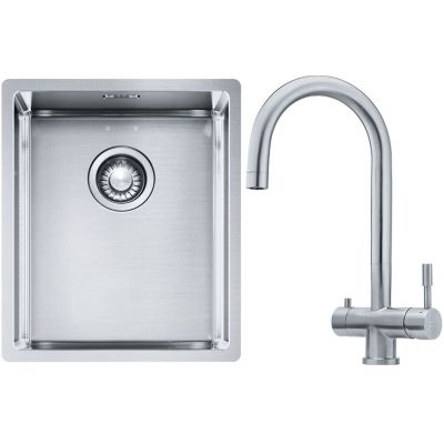 Franke Box BXX 210/110-34 zlewozmywak 38x45 cm stalowy z baterią kuchenną Eos stal szlachetna (1270453653, 1200179979)