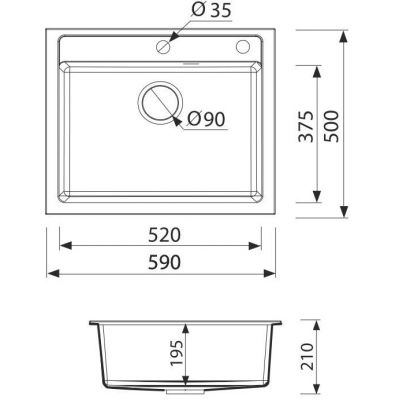 Berg Unit zlewozmywak granitowy 59x50 cm wpuszczany czarny BRG2104