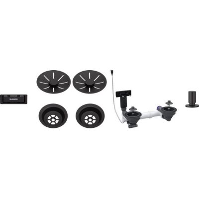 Blanco armatura przelewowo-odpływowa z korkiem automatycznym czarny mat 207442