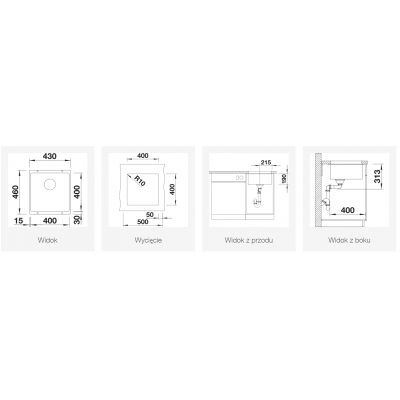 Blanco Subline 400-U zlewozmywak granitowy 40x40 cm delikatnie biały 527166