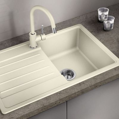 Blanco Legra 45 S zlewozmywak 78x50 cm Silgranit antracyt z Oltens Litla bateria kuchenna stojąca czarny mat (522201; 35204300)