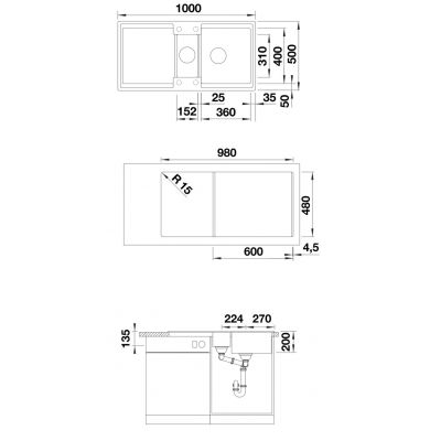 Blanco Adira 6S zlewozmywak granitowy 100x50 cm tartufo 527607