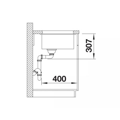 Zestaw Blanco Subline 500-U zlewozmywak granitowy czarny z baterią kuchenną Linus i armaturą odpływowo-przelewową złoty (527794, 526683, 207423)