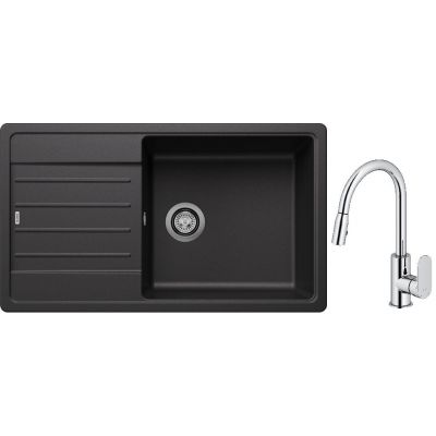Blanco Legra XL 6 S zlewozmywak 86x50 cm z Silgranit antracyt  z Oltens Lista bateria kuchenna stojąca z wyciąganą wylewką chrom (523326; 35202100)
