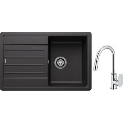 Blanco Legra 45 S zlewozmywak 78x50 cm Silgranit antracyt z Oltens Lista bateria kuchenna stojąca z wyciąganą wylewką chrom (522201;35202100)