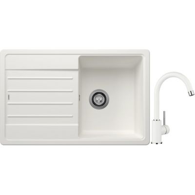 Blanco Legra 45 S zlewozmywak 78x50 cm Silgranit biały z Blanco Mida bateria kuchenna stojąca Silgranit biały/chrom (522203; 519418)